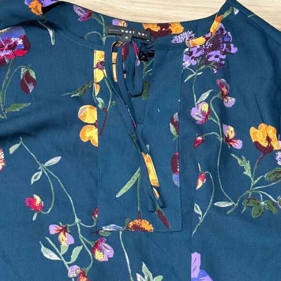 Stitch Fix West Kei Blue Floral Tropical Blouse Women’s Small - Picture 5 of 5